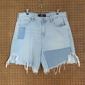 Hollister Denim Jean Shorts Distressed Ultra High‎ Rise Dad 17 33W 7" Stretch
